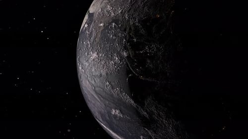 Realistic 3D Earth Rotation with Visible City Lights and Stars