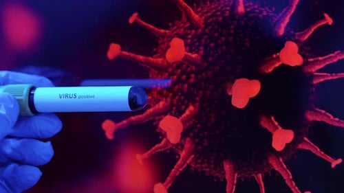 Handbecherglas mit Coronavirus-Bluttest