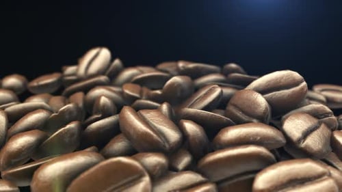 Moving Macro Shot of Roasted Coffee Beans Seamless Loop