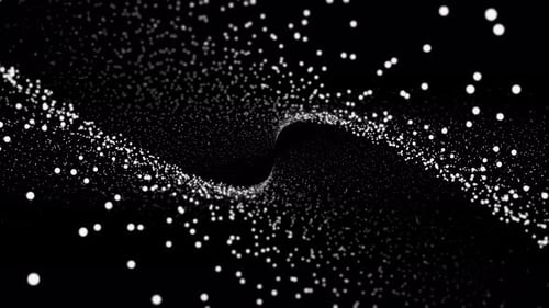 Black background with white particles movement