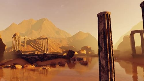 Cinematic Flythrough Ancient Desert Temple Ruins