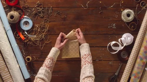 Wrapping a Christmas Gift at Home