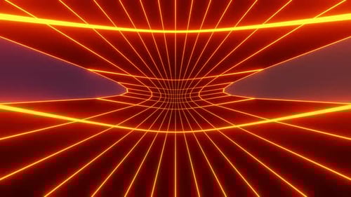 Futuristic Glowing Grid Tunnel Loop Background