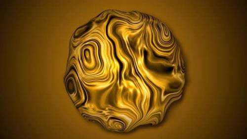 Goldene Farbe flüssige metallische Marmorkugel Rotationsanimation.
106