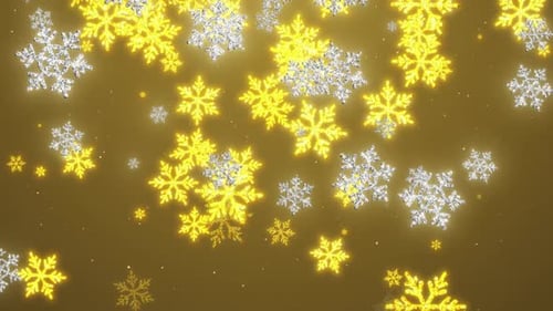 Golden Snowflakes Christmas New Year Holiday Background Loop