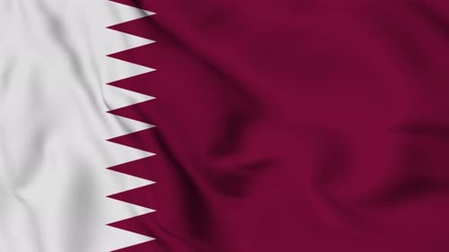 Waving Qatar Flag with Realistic Fabric Texture
