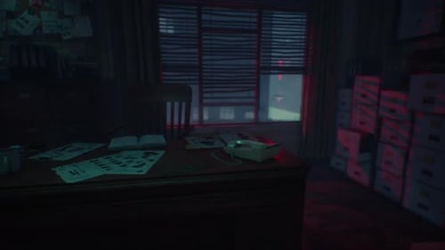 Small Retro Office at Night
