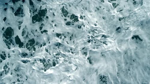 Top View Flight Over Coastal Waves