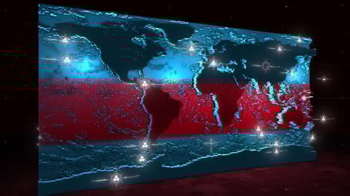 Futuristic Global Network Connections on Digital World Map