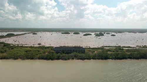 Hacienda at Yucatan shoreline in mexico