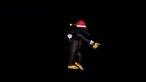 Dancing 3D Gorilla Character in Santa Hat