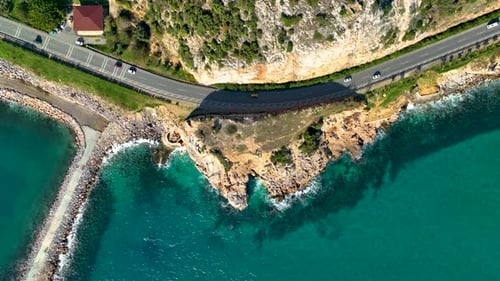 Traffic on the Beach Aerial View 4 K