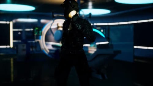 Futuristic Woman in Sci Fi Laboratory