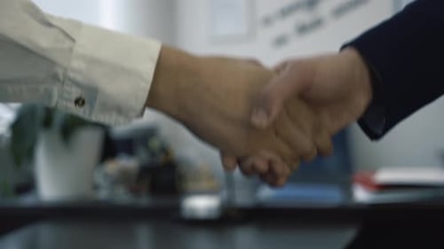 Close Up Of Businesspeople Making Handshake