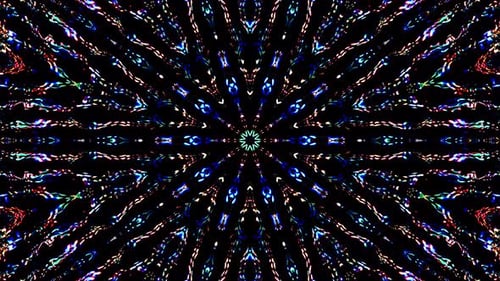 abstract lines colorful light shining round shape in center, black background