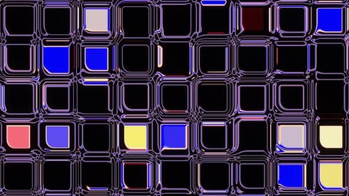 Abstract Geometric Grid with Shimmering Colorful Squares