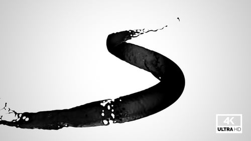 Dynamic Black Liquid Ink Splatter Flow Animation with Alpha Channel