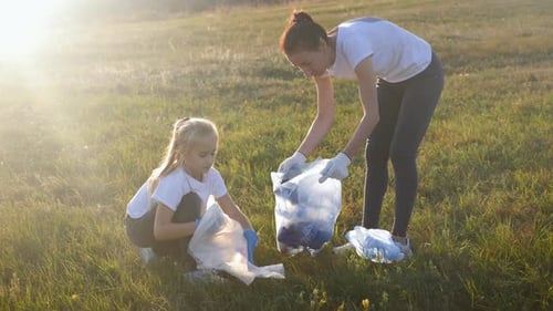 Prenez soin de la nature. Un groupe de bénévoles de Teamwork collecte les déchets dans le sac poubelle. Une planète sans déchets