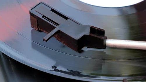 Spinning Vinyl Record on Retro Turntable