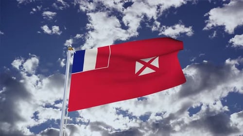 National Flag Waving Proudly in a Realistic Cloudy Sky