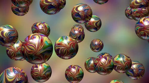 Colorful vivid animation loop of rotating ball cloud around the center