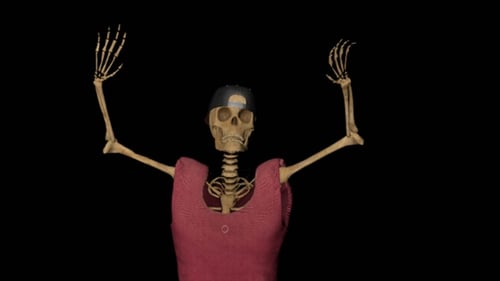 Dancing Skeleton in Baseball Cap and Shirt Halloween Animation
