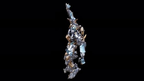 Futuristic Robot Transformation Animation on Black Background