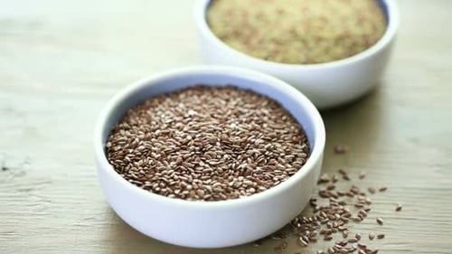 Close Up of Brown and Light Brown Flax Seeds