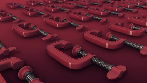 A Lot Of Small Clamps In A Row Hd