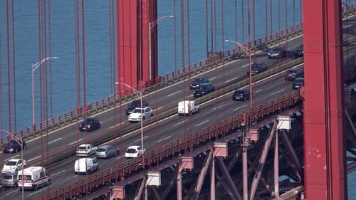 The Bridge of 25Th April with Car Traffic Lisbon