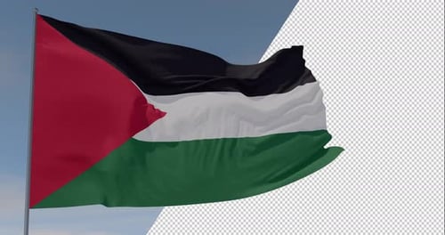 Realistic Waving Palestine Flag with Alpha Channel