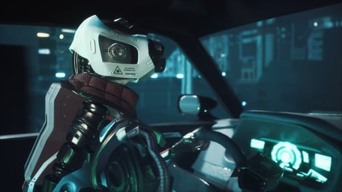 The Robot Controls The Car Flying