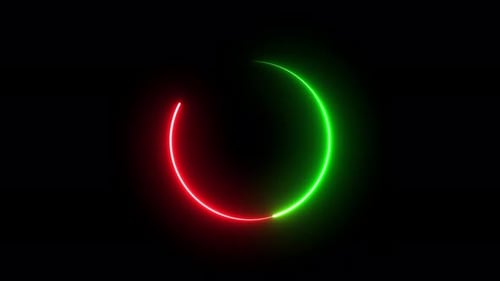 Abstract seamless circle neon color looping animation of fluorescent ultraviolet light