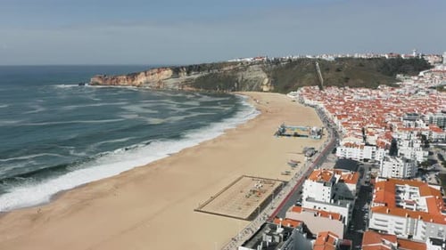 Coastal Town Washed with the Atlantic Ocean As Seen From Above
