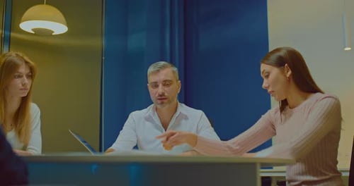 Group Meeting in Modern Office Conference Room
