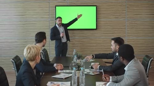Business Presentation with Chroma Key Screen