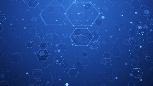 Animated Futuristic Blue Hexagon Network Technology Background Loop