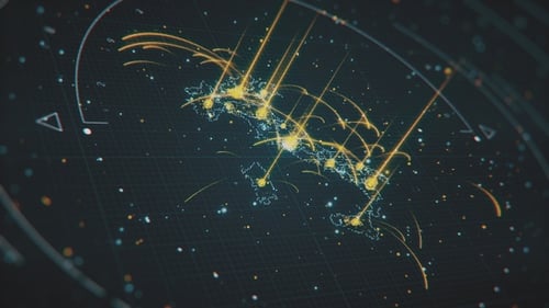 Digital Network Map of Italy with Connecting Data Points