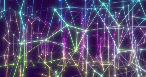 Glowing Neon Network Lines and Dots Abstract Background