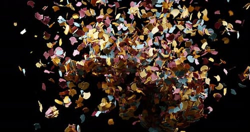 Explosion of Colorful Confetti on Black Background