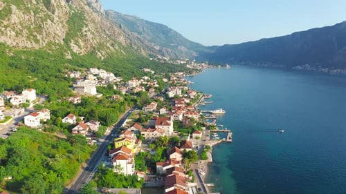 Aerial View a Kotor Bay and Old Town From Lovcen Mountain Montenegro
