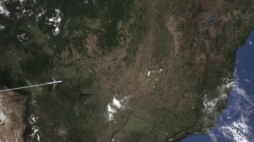 Avião chegando a Brasília, Brasil, vindo do oeste