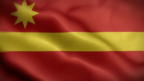 Animated Red Flag Waving with Yellow Star and Stripe