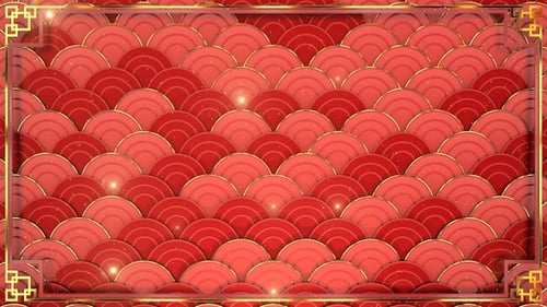 Festive Red Gold Asian Scale Pattern for Celebrations Background