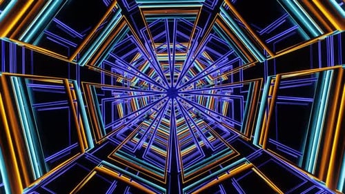 VJ Loop Neon Sparkling Abstraction of the Rotation of Abstract Flashing Bodies
