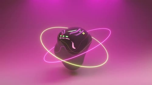 Morphing Abstract Object with Glowing Neon Rings Animation