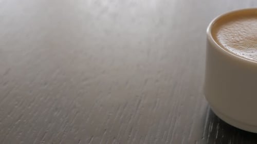 Close-Up of Steaming Espresso in White Mug