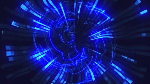Futuristic Blue Cyber Tunnel Motion Background