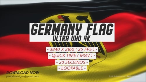 Waving German Flag with Bundesadler Emblem Animation