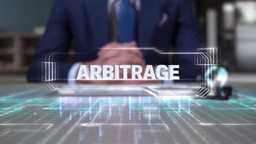 Futuristic Business Technology Interface with Holographic Text Reveal